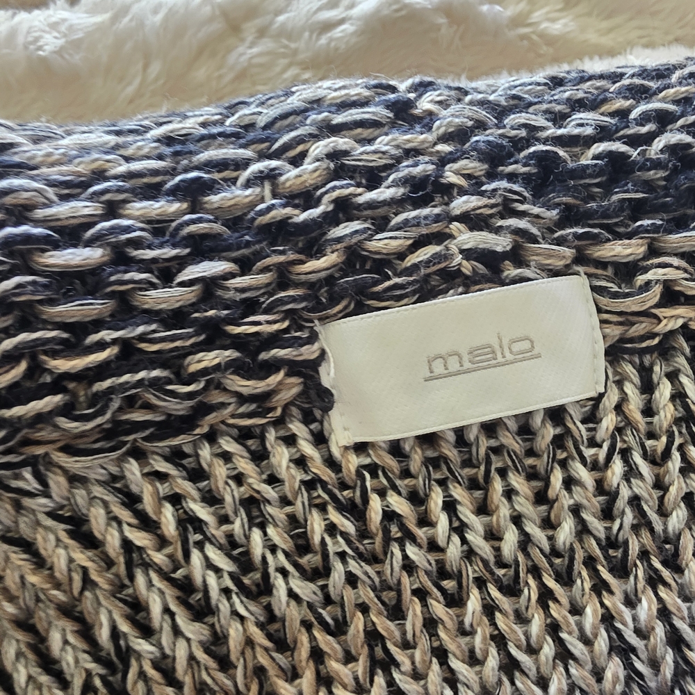 Made In italy Cozy Marled Gray Cropped Shawl-Collar Women’s Sweater- 100% Cotton - Picture 4 of 6